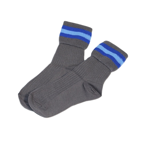 Grey Socks with Blue Stripe (2 pk)